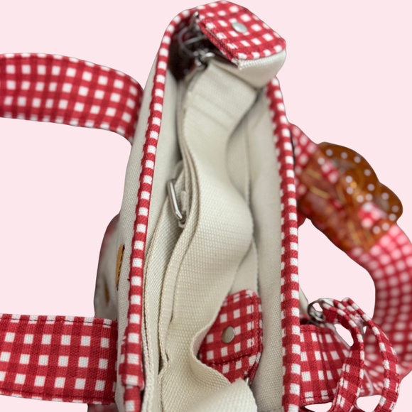 Summer Fair Madden Girl Mini Tote NWT Canvas Summer Red Gingham Cross Body Bag - Picture 10 of 12